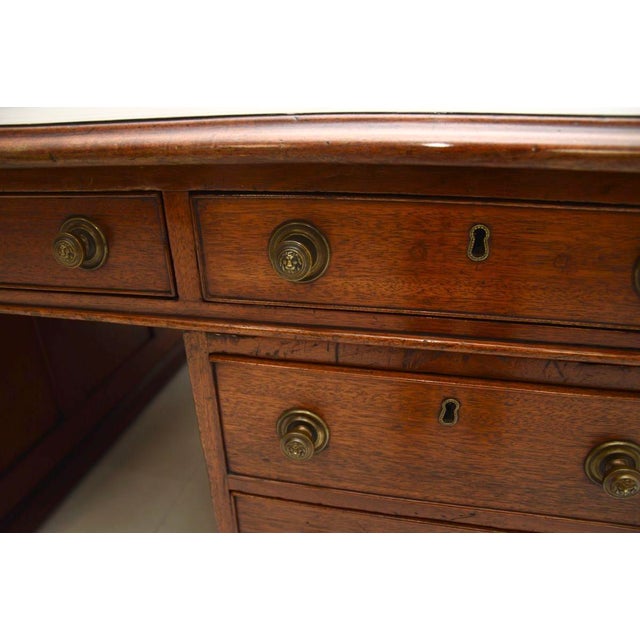 Antique Victorian Leather Top Partners Desk, 1840s For Sale - Image 11 of 13