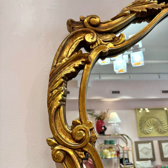 Vintage Large Gold Giltwood Rococo Style Mirror For Sale - Image 9 of 12