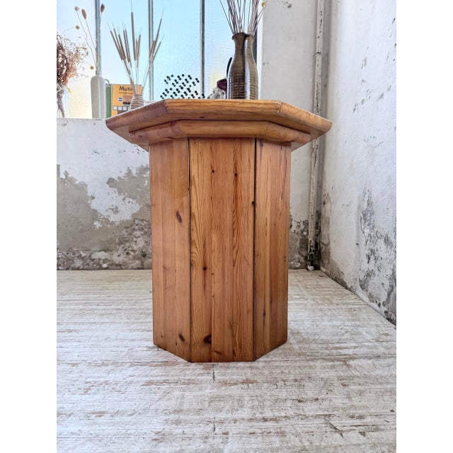 Hexagonal Pine Console Table from Regain, 1970s For Sale - Image 10 of 18