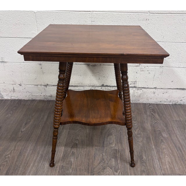 Victorian Antique Victorian Solid Mahogany Plank Top Side Table Lamp Table For Sale - Image 3 of 10