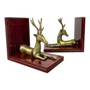 Set of 2 Brass Reindeer Bookends