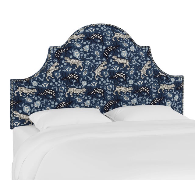 Halsted Headboard in Blue Leopard, Full For Sale In Chicago - Image 6 of 6