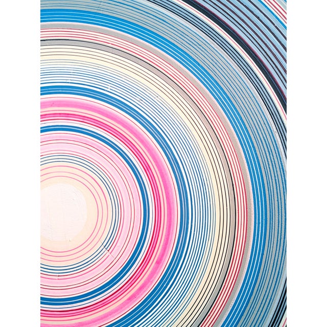 Contemporary David Hardaker "Threads" Contemporary Abstract Blue, Pink, & White Concentric Circle Painting, 2024 For Sale - Image 3 of 5