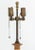 Italian Giltwood Columnar Table Lamp, with painted landscape scene, mounted on round wood base. 29.25" H x 7" Diameter....