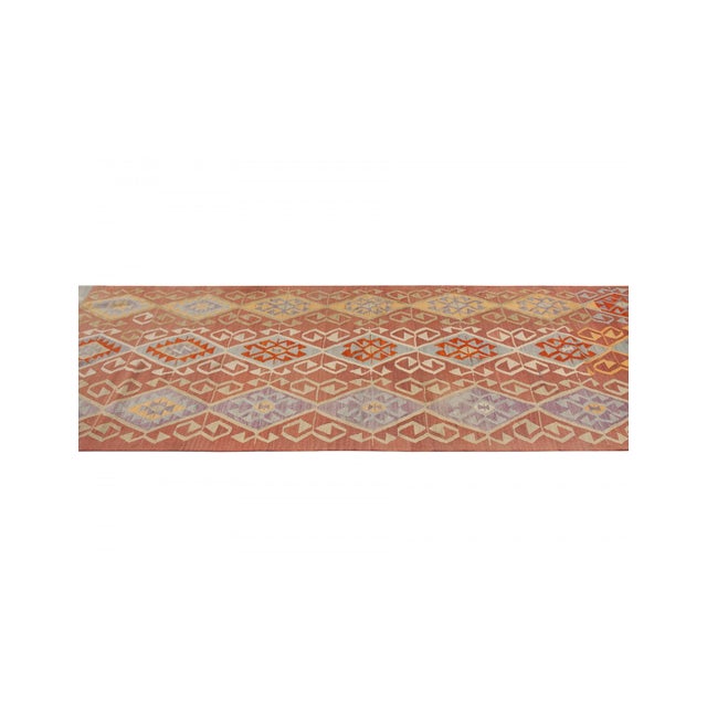 Mid-Century Modern Vintage Decorative Turkish Kilim Runner - 3`10" X 12`0" For Sale - Image 3 of 6