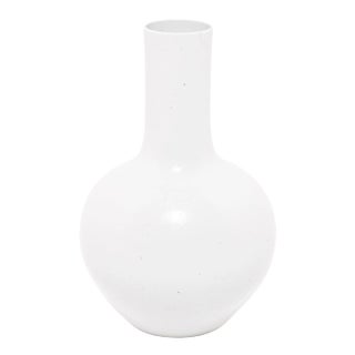 White Glazed Bottleneck Vase For Sale