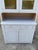 Antique French Country Farmhouse White 2 Piece Step Back Hutch Kitchen Cupboard For Sale - Image 9 of 12