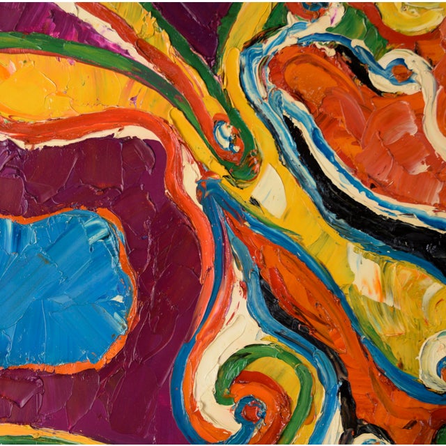 Heavily Textured Abstract Expressionist Composition in Oil on Canvas Bold, textured, abstract composition by California...