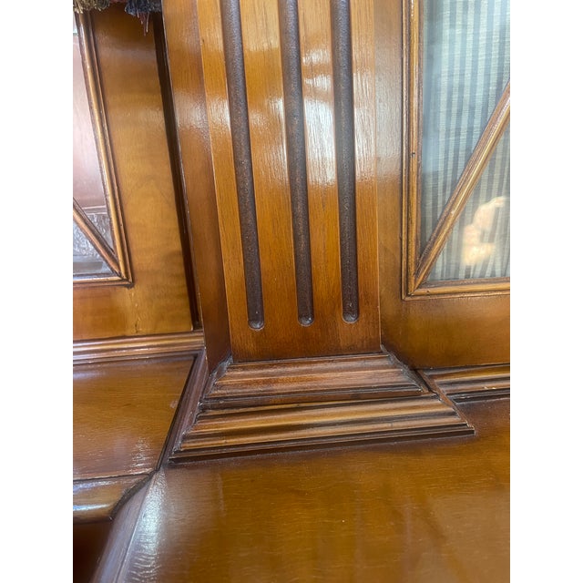 English 1990s Custom Mill House English Burl Walnut Architectural Breakfront For Sale - Image 3 of 12