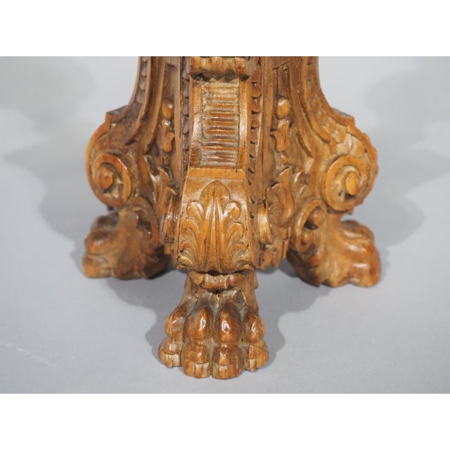 19th Century French Louis XIV Style Carved Wooden Candlestick Lamp For Sale In Dallas - Image 6 of 17