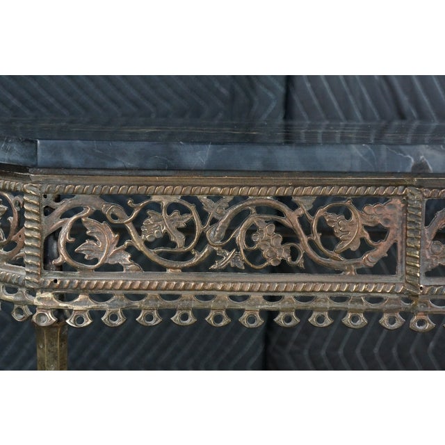 Mid 20th Century Mid 20th Century Attributed Oscar Bach Neoclassical Bronze Wrought Iron Marble Console Table 43" For Sale - Image 5 of 16