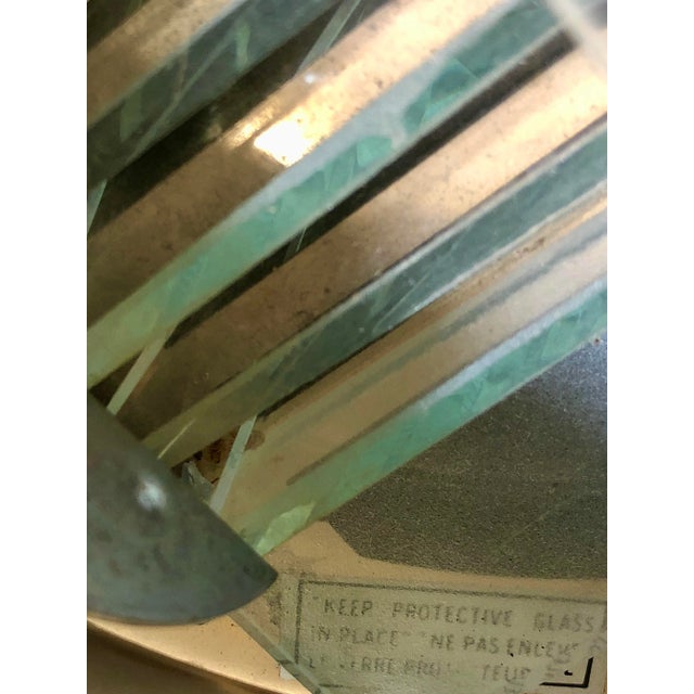 Brass 1970s Glass and Brass Saucer Pendant Light For Sale - Image 8 of 9