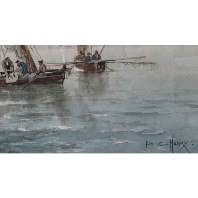 Modern Émile Henry, Back from the Market by the Sea and Fishing Boats, Watercolor on Paper, Framed For Sale - Image 3 of 9
