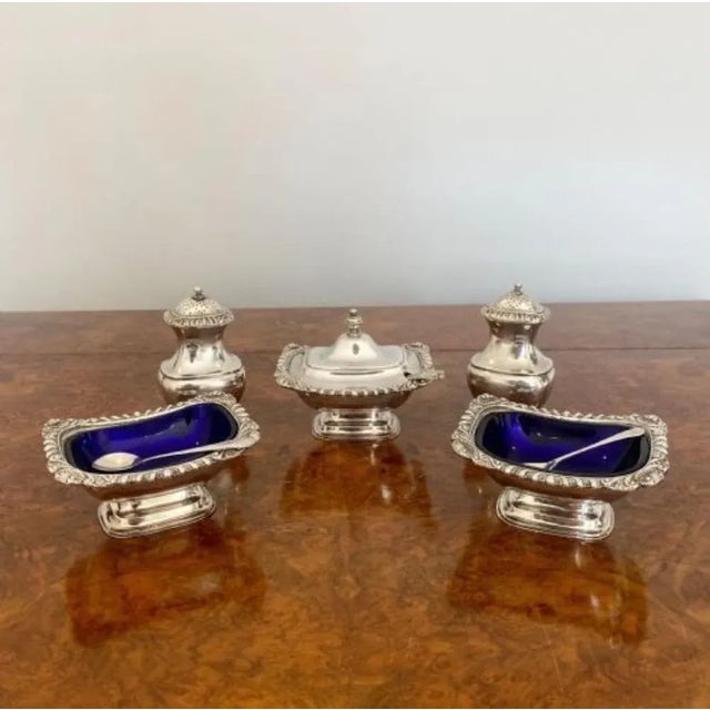 Edwardian Silver Plated Five Piece Condiment Set, 1900s, Set of 5 For Sale - Image 7 of 7