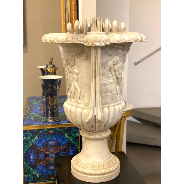 Grand Tour Carrara White Marble Vase, 1960s For Sale - Image 11 of 14