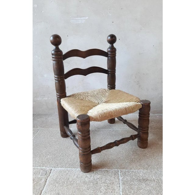 Set of Finca Style Chairs with Wicker Upholstery by Charles Dudouyt, 1940s For Sale - Image 4 of 7