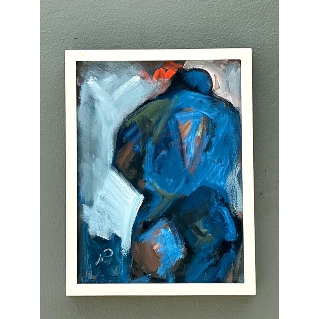 Abstract Blue Figurative Painting on Canvas For Sale - Image 9 of 15