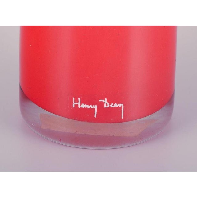 Tall and Slender Art Glass Vase in Orange Glass by Henry Dean, Belgian For Sale - Image 3 of 7