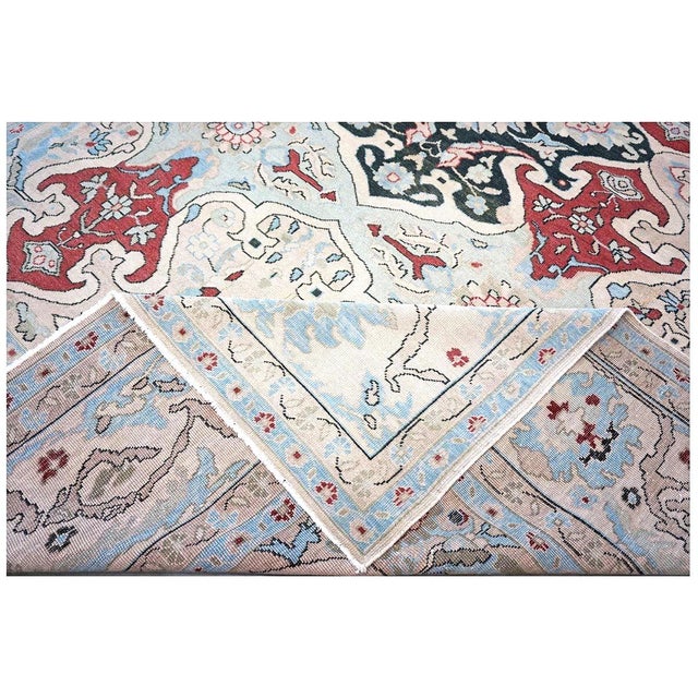 Persian Sultanabad Wool 10x14 Ivory, Blue, & Red Handmade Area Rug #1143766 For Sale - Image 13 of 14