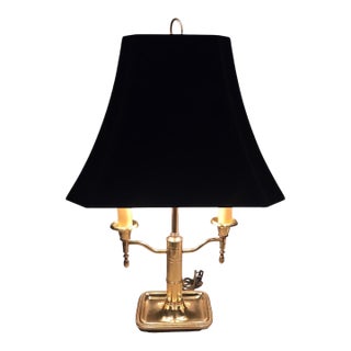 Mid 20th Century Frederick Cooper Brass Bouillotte Lamp With Black Tole Shade, Chicago For Sale