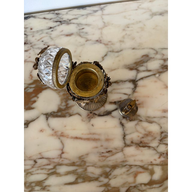 Vintage Crystal and Gilt Bronze Hollywood Regency Table Lighter For Sale - Image 9 of 12