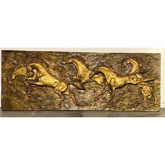 Mid-Century Modern J. Segura, Five Galloping Horses, 1968, Fiberglass Bas-Relief Wall Sculpture For Sale - Image 3 of 4