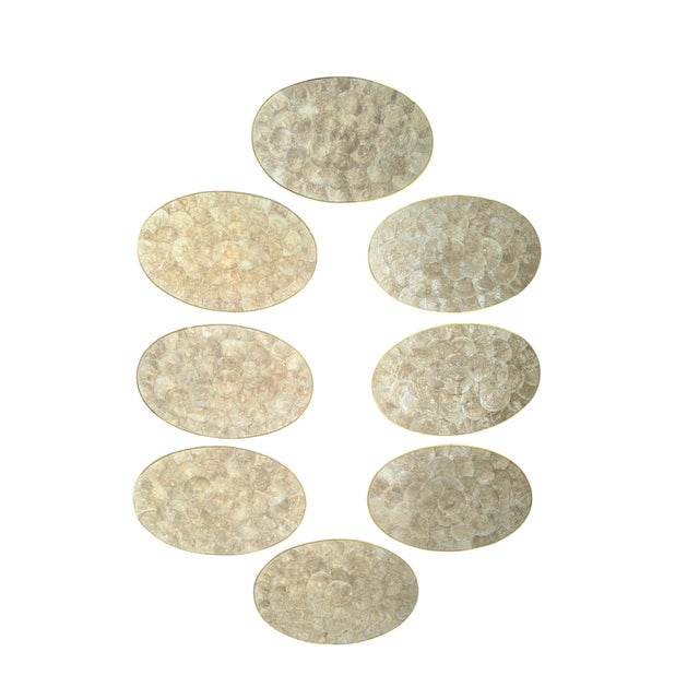 Vintage Hallie St. Mary Capiz Pearl Shell Place Mats- Set of 8 For Sale - Image 10 of 17