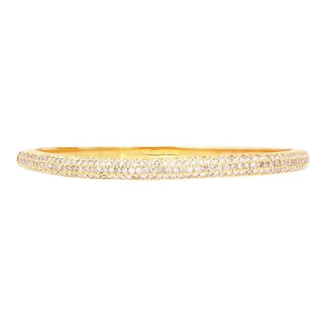 18k Gold and Round Pink Diamond Pave Set Bangle Bracelet For Sale