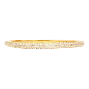 18k Gold and Round Pink Diamond Pave Set Bangle Bracelet