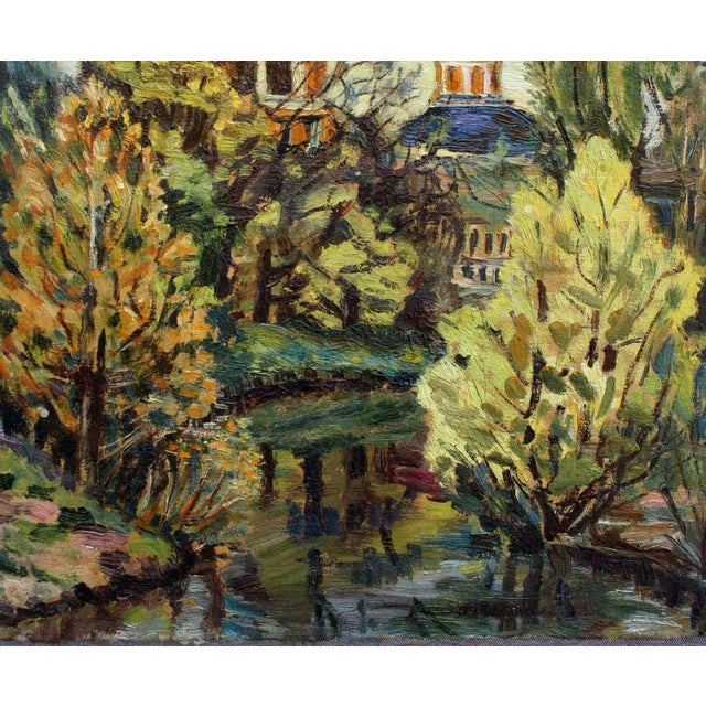 1990s 1990s Cathedral of the Pacific Landscape, II Impressionist Style Oil Painting For Sale - Image 5 of 5