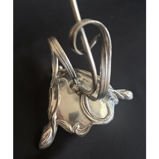 Art Nouveau Vintage/Antique Art Nouveau Silver Taper Candle Stick Holder For Sale - Image 3 of 8