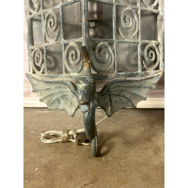 Pair of Gothic Revival Metal Iron Dragon Sconces For Sale In Los Angeles - Image 6 of 12