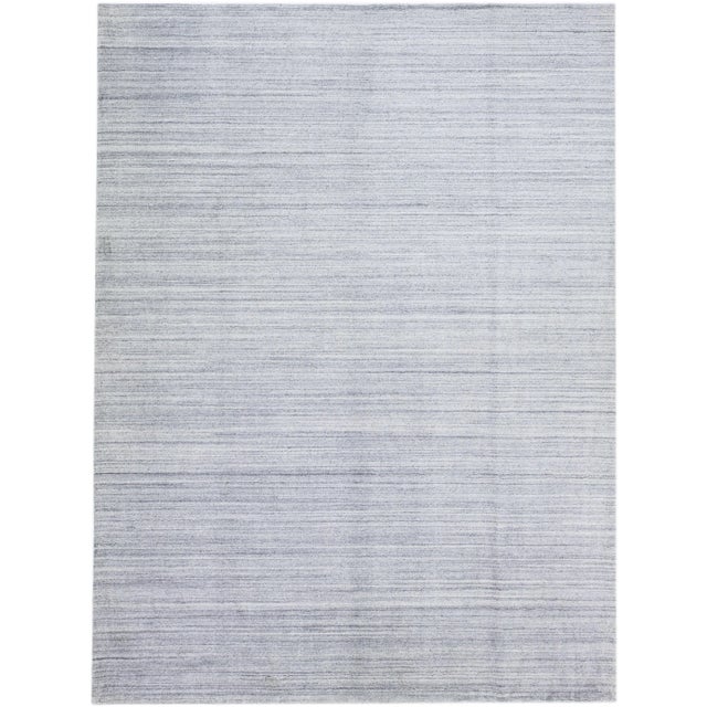 Wood 2020s Stripe Modern Apadana's Groove Handmade Bamboo/Silk Rug For Sale - Image 7 of 7