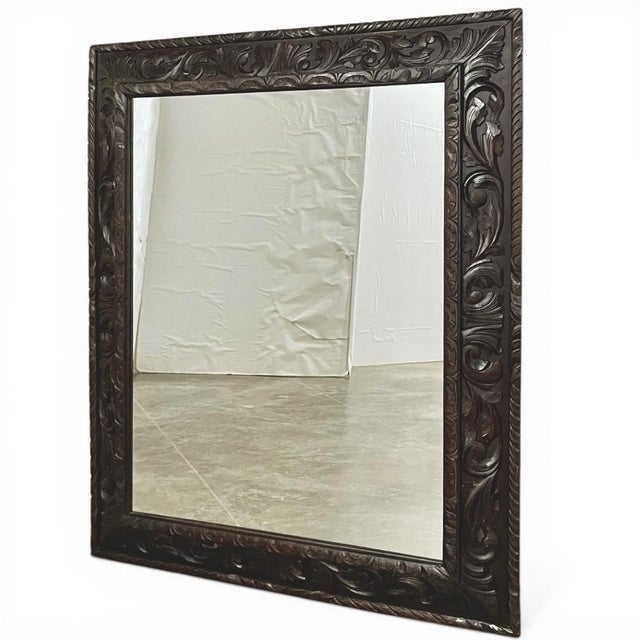 Antique French Renaissance Hand-Carved Wall Mirror For Sale - Image 4 of 8