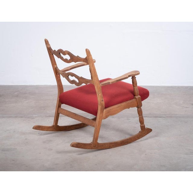 Brutalist Oak Rocking Chair, Denmark, 1960s For Sale - Image 9 of 10