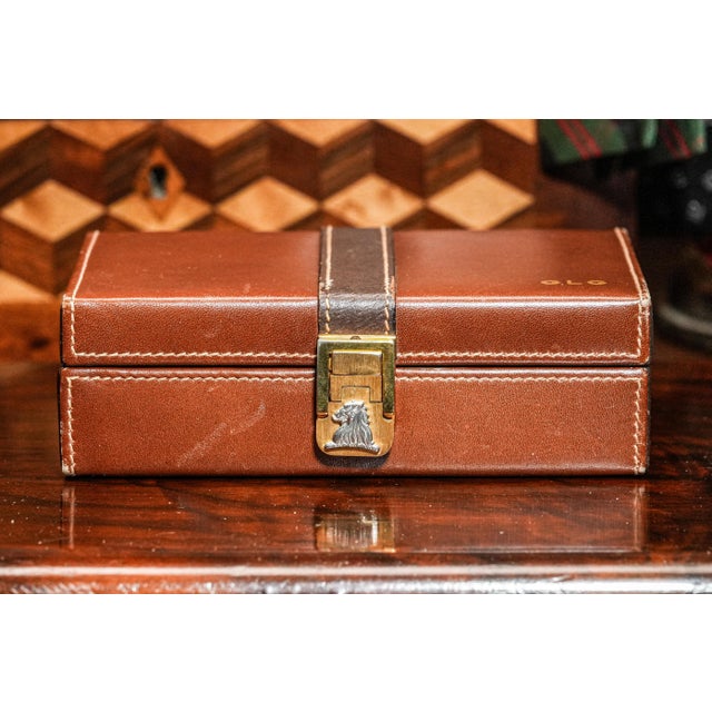 Luxurious Leather Vintage Mark Cross Men's Jewelry Box Dresser Home Decor For Sale - Image 4 of 12
