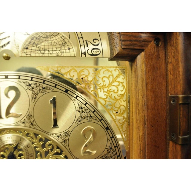Brown Vintage "The Walden Ridge" Ridgeway Standing Oak Tall Case Grandfather Clock For Sale - Image 8 of 12