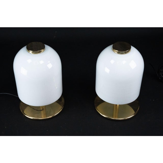 Italian Lattimo Murano Glass Mushroom Bedside Lamps, 1980s, Set of 2 For Sale - Image 10 of 13