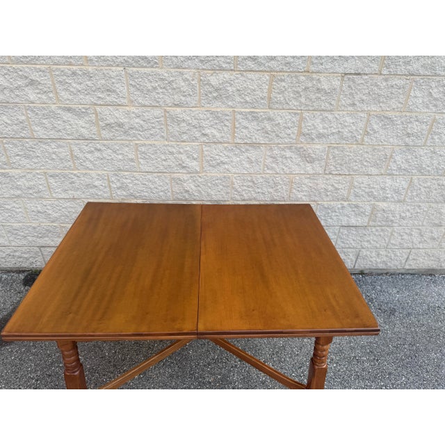 Vintage Cushman Style Solid Wood Maple Dining Table With Leaf For Sale - Image 10 of 12