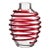 Carlo Moretti Nunki contemporary mouth blown Murano glass vase in clear glass with red stripe overlay. Part of the I...