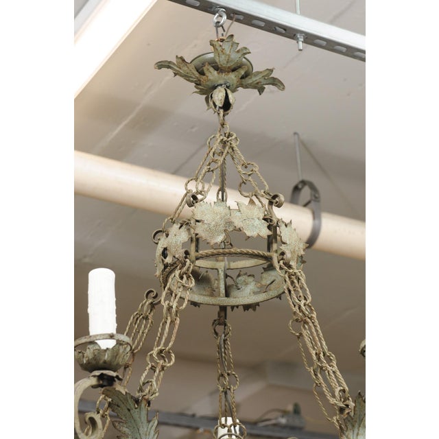 Early 20th Cent. French Two-Tier Chandelier With Vine and Tendril Motif For Sale - Image 12 of 16