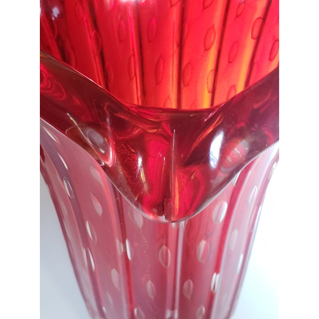Vintage Murano Glass Vase Bullicante Red Gold Attr Barovier Toso For Sale - Image 13 of 17