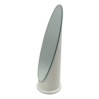 White Lipstick Table Mirror, Italy, 1970s For Sale