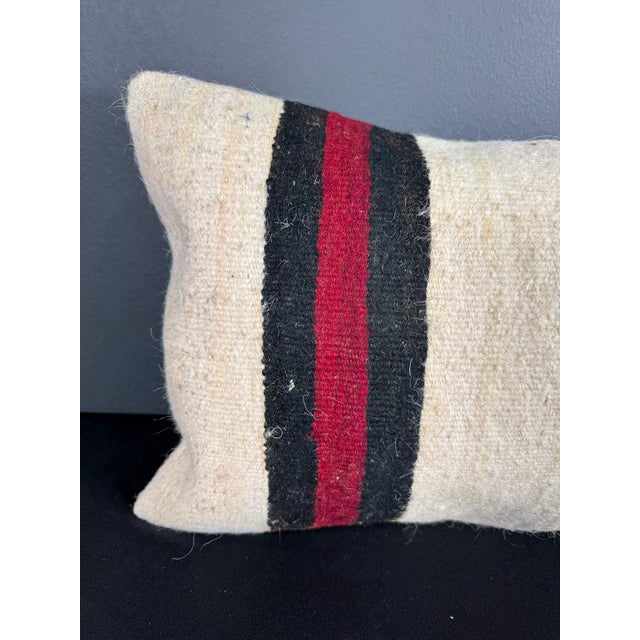 Contemporary Turkish Hemp Pillow Cushion Natural Beige Red Pillow Cushion Cover 16" x 24" For Sale - Image 3 of 4