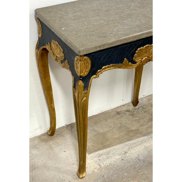 Near 18th Century Italian Neoclassical Gilt & Polychromed Marble Tables - a Pair For Sale - Image 9 of 12