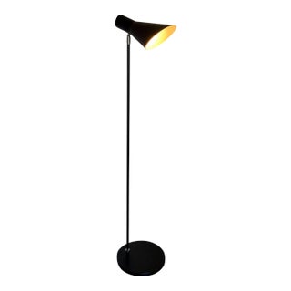 Black Metal Floor Lamp With Cone Shade Mid-Century Modern 1960s For Sale