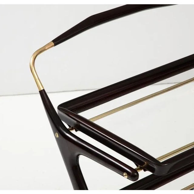 Cesare Lacca 1950s Cesare Lacca Modernist 3 Tier Bar Cart For Sale - Image 4 of 13