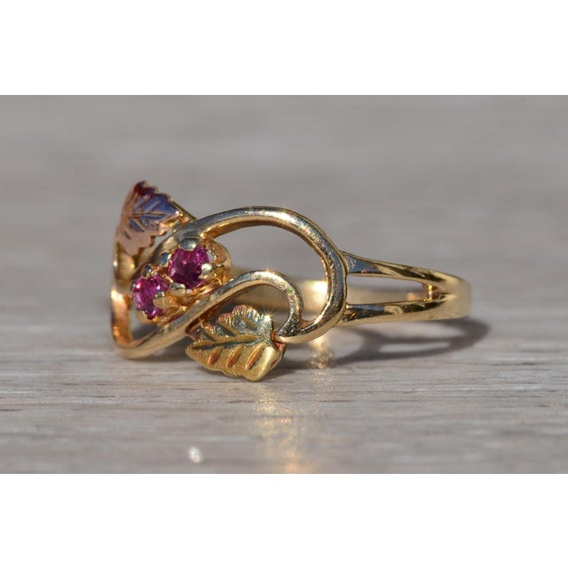 Ladies 14K Two Tone Ruby Leaf Ring For Sale - Image 4 of 10