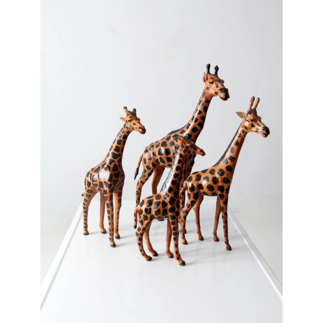 Vintage Leather Giraffe Sculptures - Set of 4 For Sale - Image 4 of 11