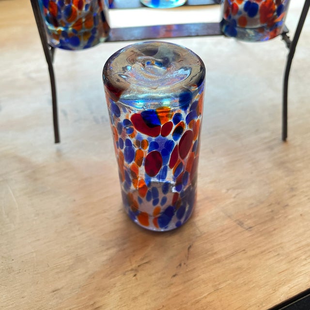 Mexican Pewter Stand With Hand Blown Shot Glasses- 7 Pieces For Sale In Columbia, SC - Image 6 of 12